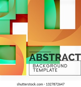 Geometric minimal abstract background with multicolored squares composition, vector