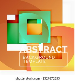 Geometric minimal abstract background with multicolored squares composition, vector