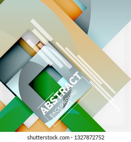 Geometric minimal abstract background with multicolored squares composition, vector