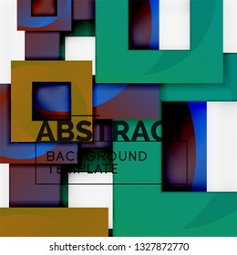 Geometrischer, minimaler abstrakter Hintergrund mit mehrfarbigem Quadrat, Vektorgrafik