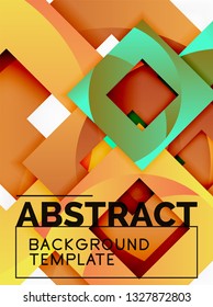 Geometric minimal abstract background with multicolored squares composition, vector