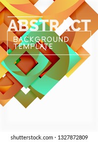 Geometric minimal abstract background with multicolored squares composition, vector