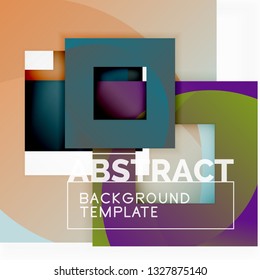 Geometric minimal abstract background with multicolored squares composition, vector
