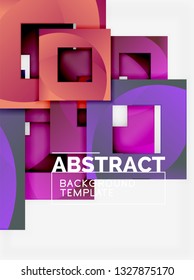 Geometric minimal abstract background with multicolored squares composition, vector