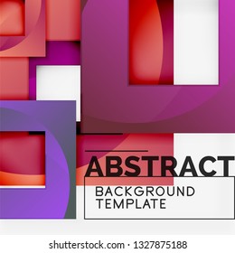 Fondo abstracto geométrico mínimo con composición de cuadrados multicolores, vector