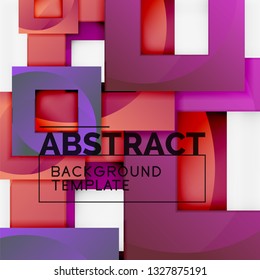 Geometric minimal abstract background with multicolored squares composition, vector