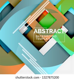 Geometric minimal abstract background with multicolored squares composition, vector