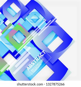 Geometric minimal abstract background with multicolored squares composition, vector