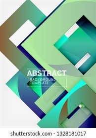 Geometric minimal abstract background with multicolored squares composition, vector