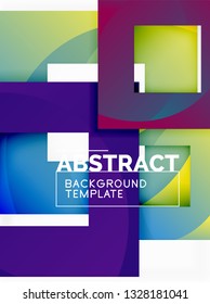 Geometric minimal abstract background with multicolored squares composition, vector