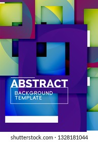 Geometric minimal abstract background with multicolored squares composition, vector