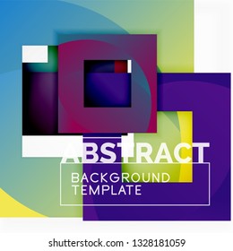 Fondo abstracto geométrico mínimo con composición de cuadrados multicolores, vector