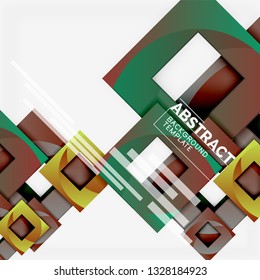 Geometric minimal abstract background with multicolored squares composition, vector