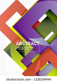 Geometric minimal abstract background with multicolored squares composition, vector