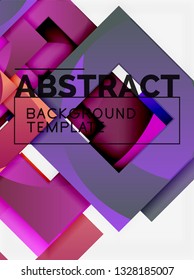 Fondo abstracto geométrico mínimo con composición de cuadrados multicolores, vector