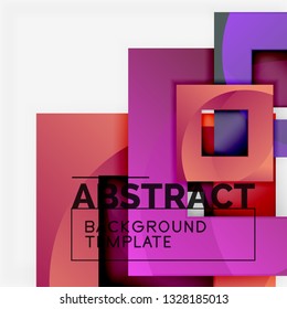 Geometric minimal abstract background with multicolored squares composition, vector
