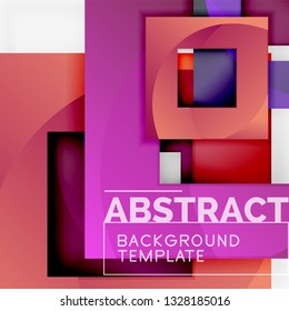 Geometric minimal abstract background with multicolored squares composition, vector