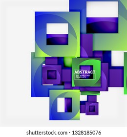 Geometrischer, minimaler abstrakter Hintergrund mit mehrfarbigem Quadrat, Vektorgrafik