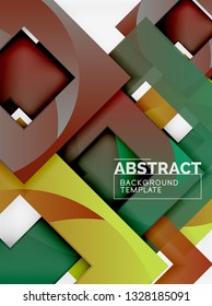 Geometric minimal abstract background with multicolored squares composition, vector