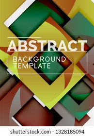 Geometric minimal abstract background with multicolored squares composition, vector
