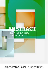 Geometric minimal abstract background with multicolored squares composition, vector