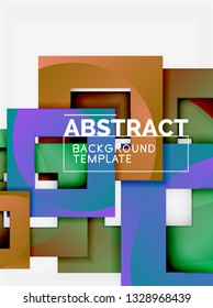Geometric minimal abstract background with multicolored squares composition, vector