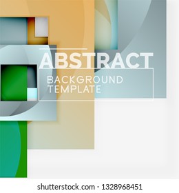 Geometric minimal abstract background with multicolored squares composition, vector