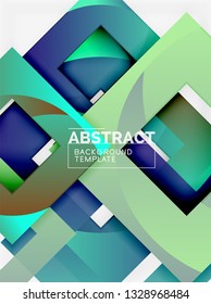 Fondo abstracto geométrico mínimo con composición de cuadrados multicolores, vector