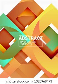 Geometric minimal abstract background with multicolored squares composition, vector