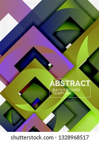 Geometric minimal abstract background with multicolored squares composition, vector