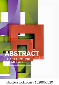 Fondo abstracto geométrico mínimo con composición de cuadrados multicolores, vector
