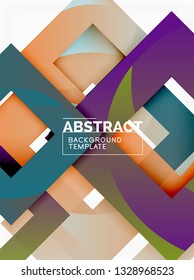 Geometric minimal abstract background with multicolored squares composition, vector