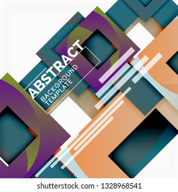 Geometric minimal abstract background with multicolored squares composition, vector