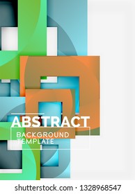 Geometric minimal abstract background with multicolored squares composition, vector