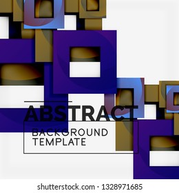 Geometric minimal abstract background with multicolored squares composition, vector