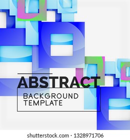 Fondo abstracto geométrico mínimo con composición de cuadrados multicolores, vector