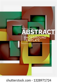 Fondo abstracto geométrico mínimo con composición de cuadrados multicolores, vector