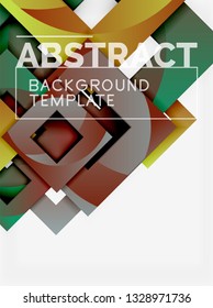 Geometric minimal abstract background with multicolored squares composition, vector