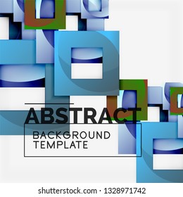 Geometrischer, minimaler abstrakter Hintergrund mit mehrfarbigem Quadrat, Vektorgrafik
