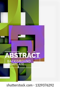 Geometric minimal abstract background with multicolored squares composition, vector