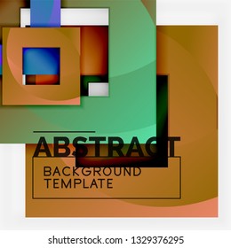 Fondo abstracto geométrico mínimo con composición de cuadrados multicolores, vector