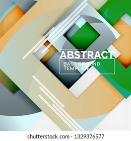 Geometric minimal abstract background with multicolored squares composition, vector