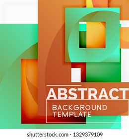 Geometric minimal abstract background with multicolored squares composition, vector