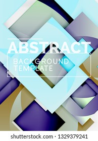 Geometric minimal abstract background with multicolored squares composition, vector