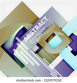 Geometric minimal abstract background with multicolored squares composition, vector