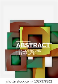 Geometric minimal abstract background with multicolored squares composition, vector