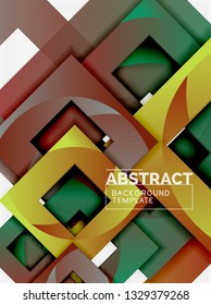 Geometric minimal abstract background with multicolored squares composition, vector