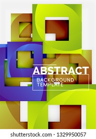 Geometric minimal abstract background with multicolored squares composition, vector
