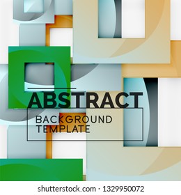 Geometric minimal abstract background with multicolored squares composition, vector