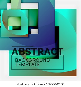 Geometric minimal abstract background with multicolored squares composition, vector